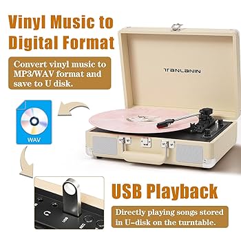 ☆最新入荷☆レコードプレーヤー スーツケース型 33/45/78回転対応 Amazon.co.jp: 【BT送信＆受信両対応】VOKSUN レコード